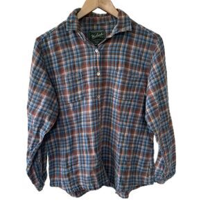 Woolrich Women's 100% Cotton Bluebell Flannel Plaid Button Down Collar Shirt M